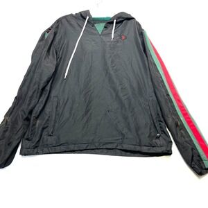 Southpole Windbreaker Jacket Men's Large Black Logo Pockets Long Sleeve Pullover